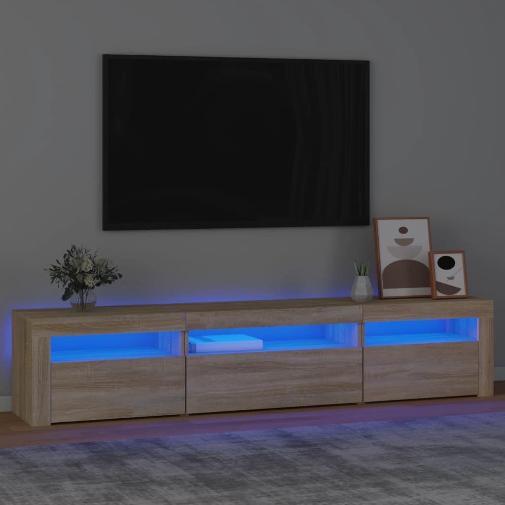 Meuble TV avec lumières LED Chêne sonoma 195x35x40 cm - XIOS