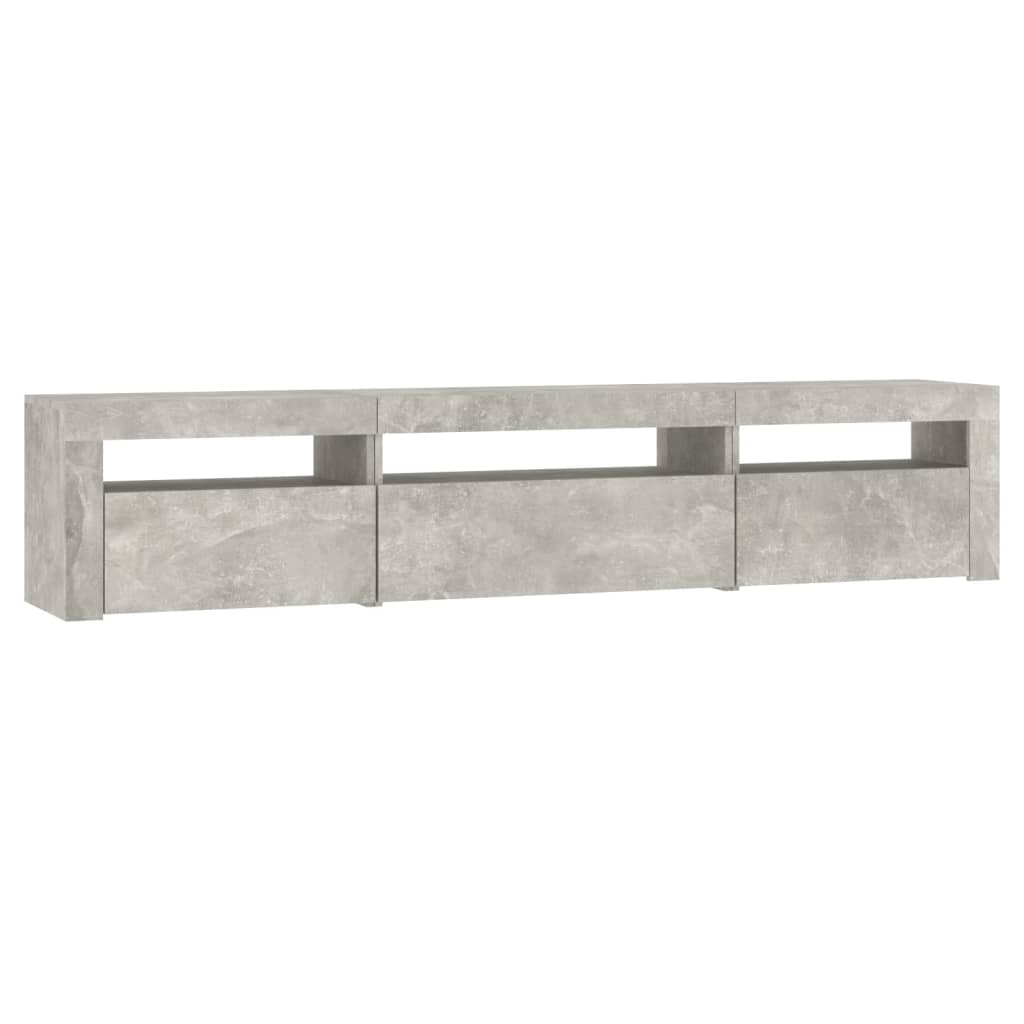Meuble TV avec lumières LED Gris béton 195x35x40 cm - XIOS