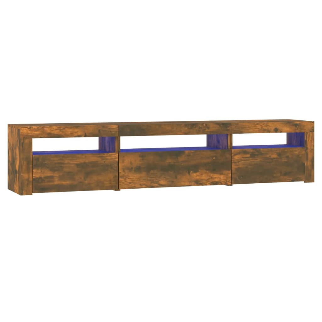 Meuble TV avec lumières LED Chêne fumé 195x35x40 cm - XIOS