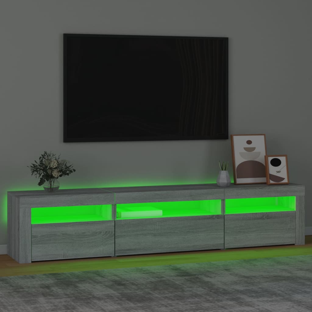 Meuble TV avec lumières LED Sonoma gris 195x35x40 cm - XIOS