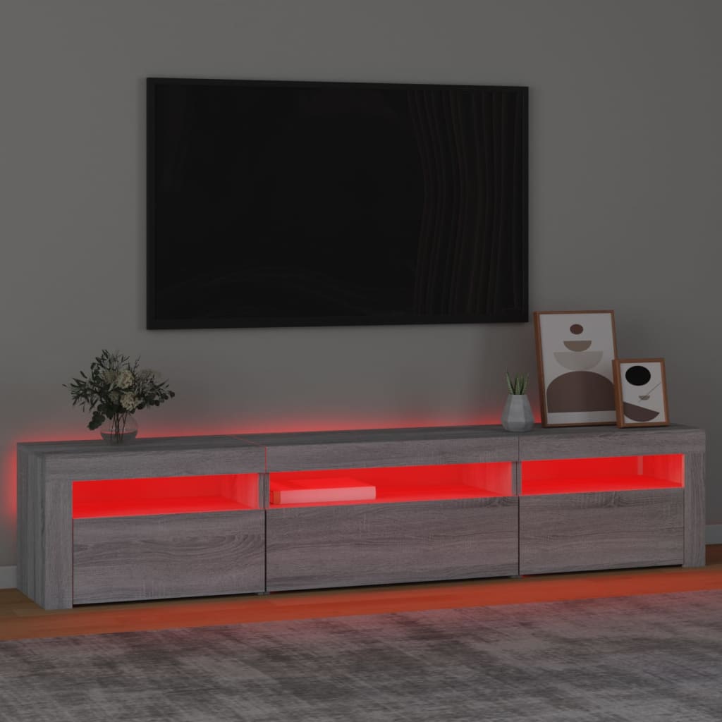 Meuble TV avec lumières LED Sonoma gris 195x35x40 cm - XIOS
