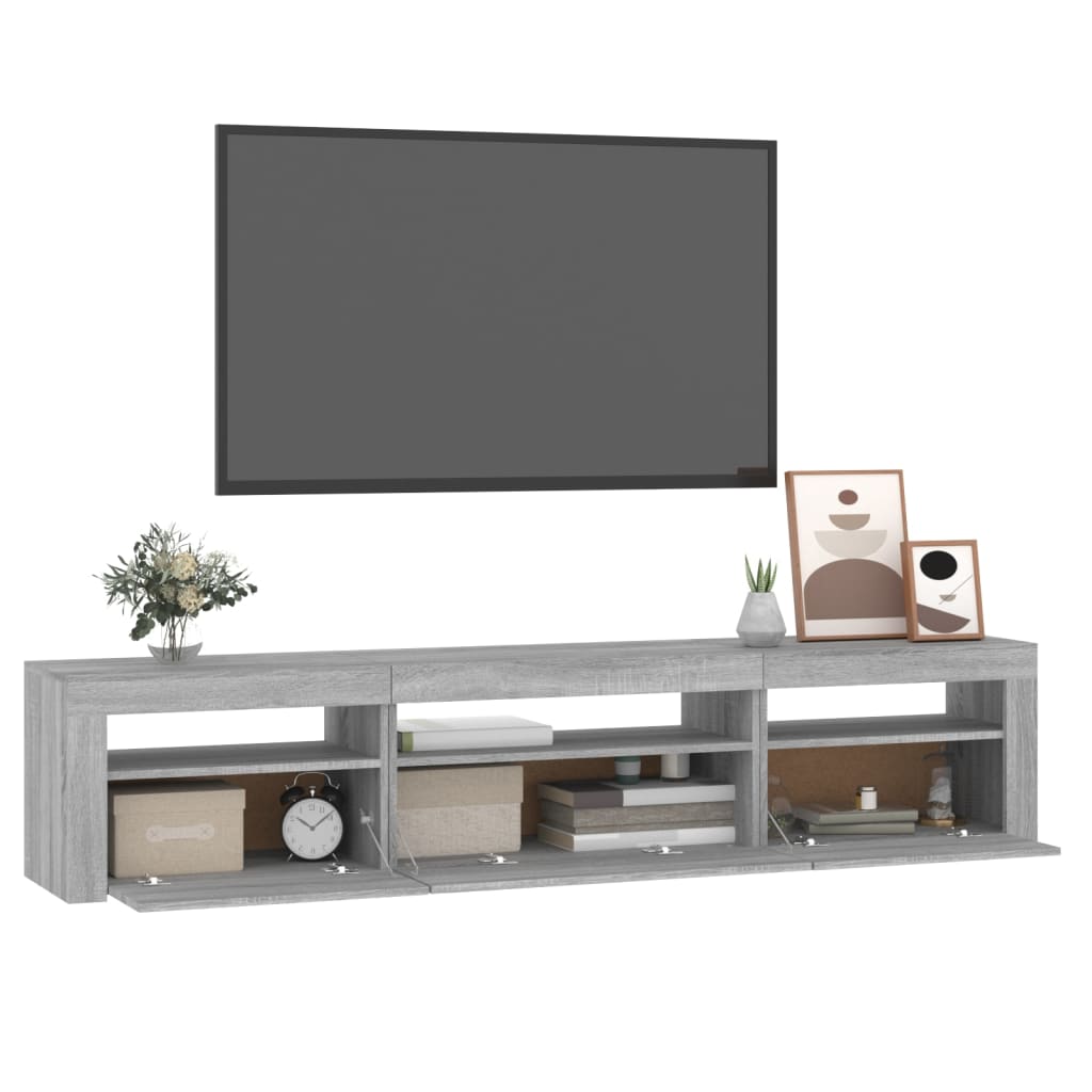 Meuble TV avec lumières LED Sonoma gris 195x35x40 cm - XIOS