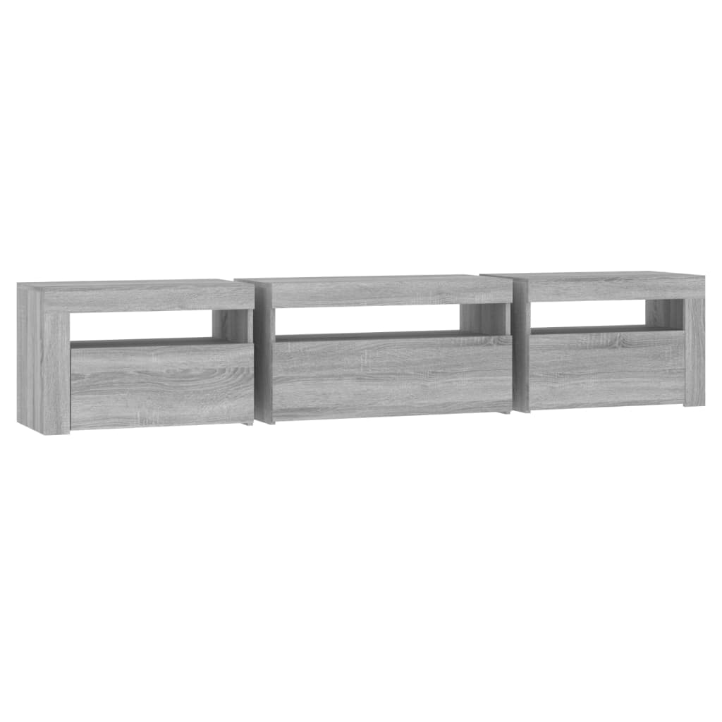 Meuble TV avec lumières LED Sonoma gris 195x35x40 cm - XIOS