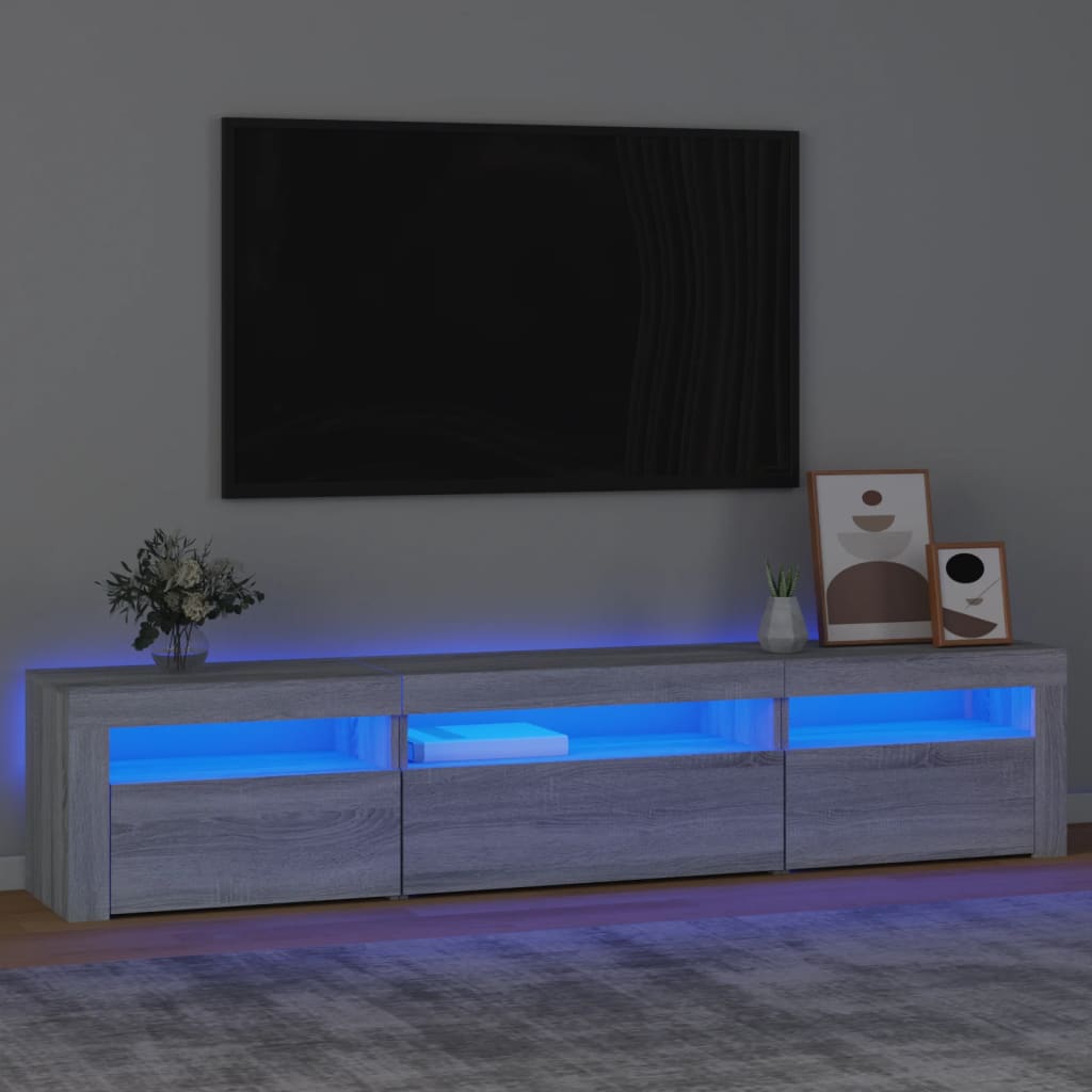 Meuble TV avec lumières LED Sonoma gris 195x35x40 cm - XIOS