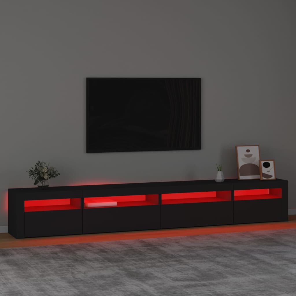 Meuble TV avec lumières LED Noir 270x35x40 cm - XIOS