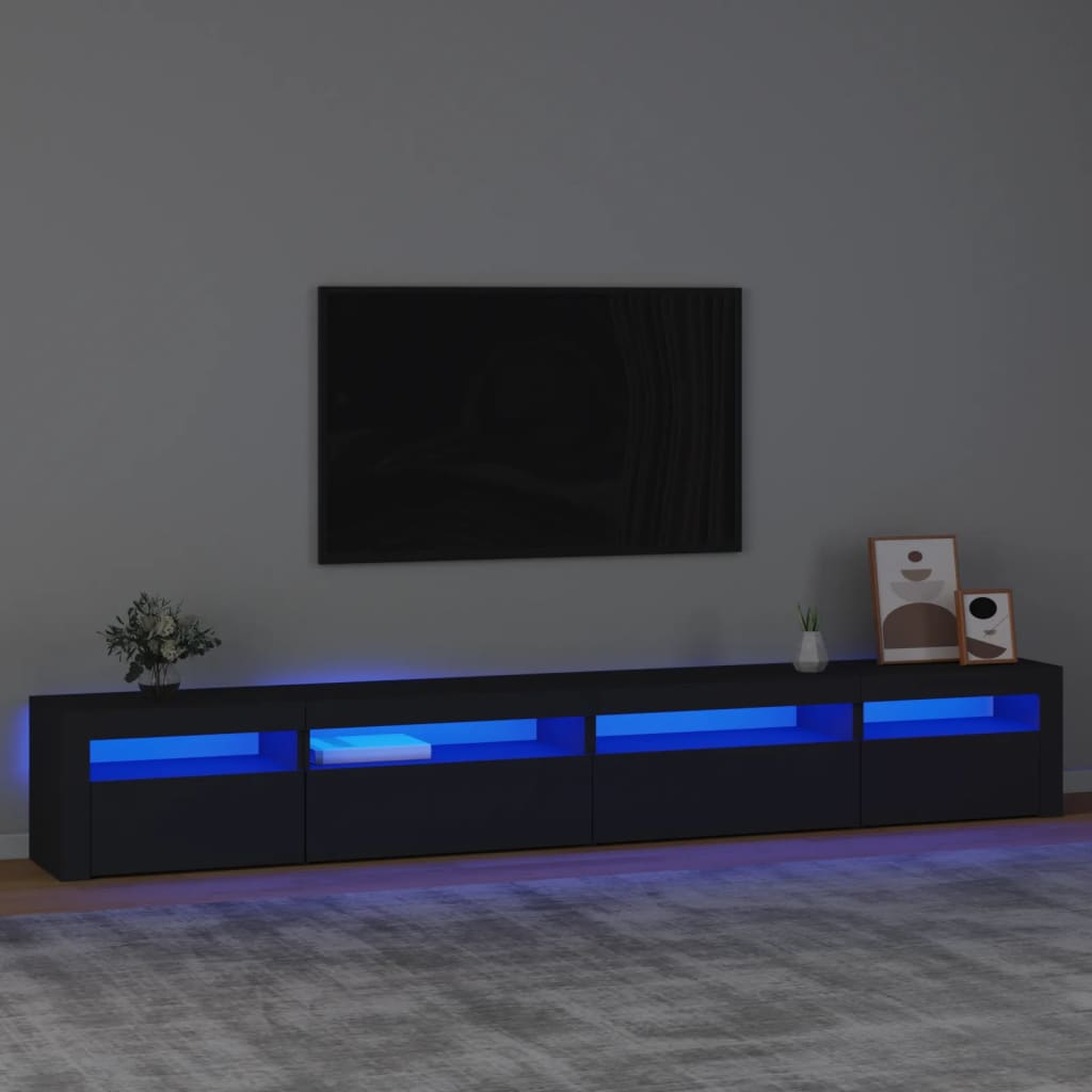 Meuble TV avec lumières LED Noir 270x35x40 cm - XIOS