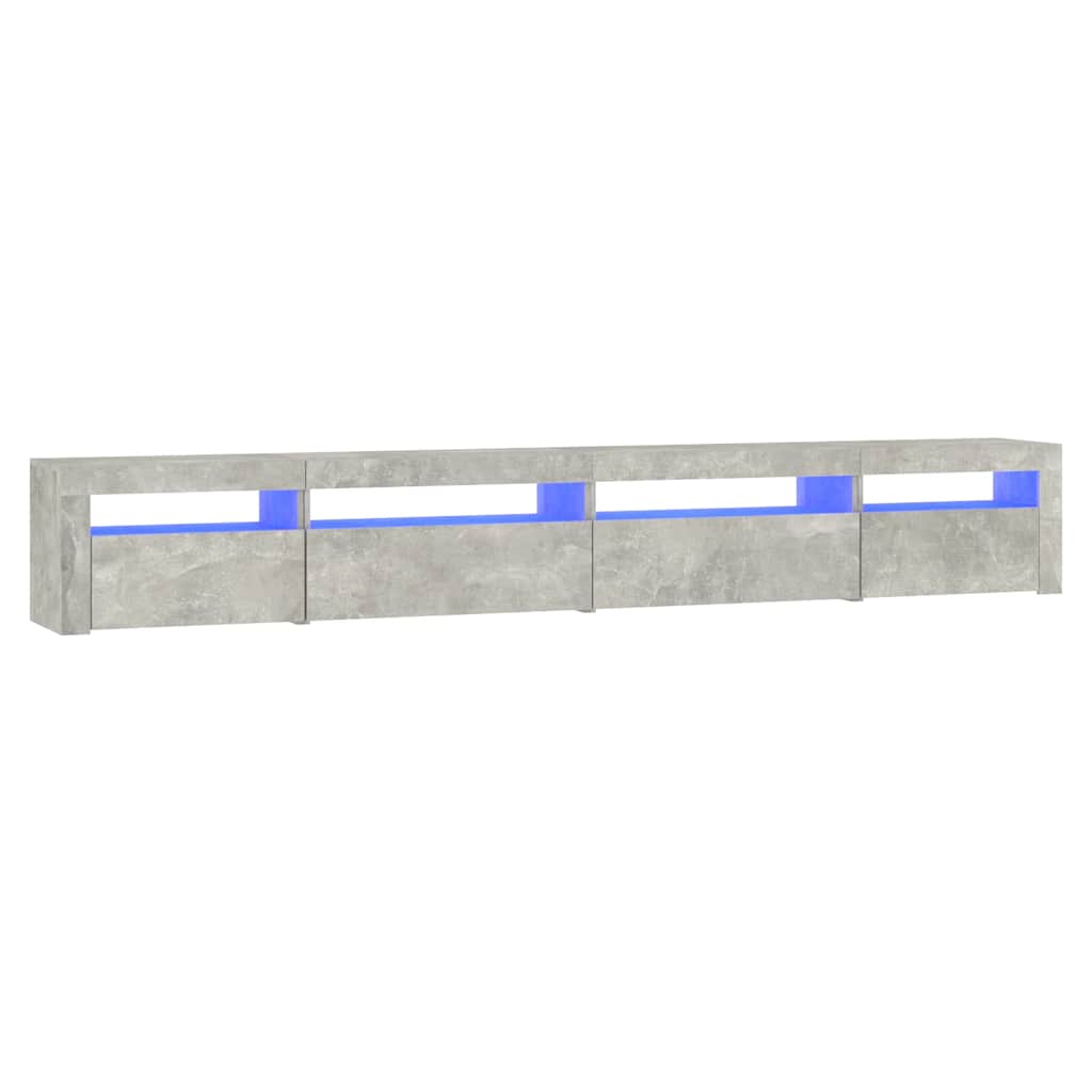 Meuble TV avec lumières LED Gris béton 270x35x40 cm - XIOS