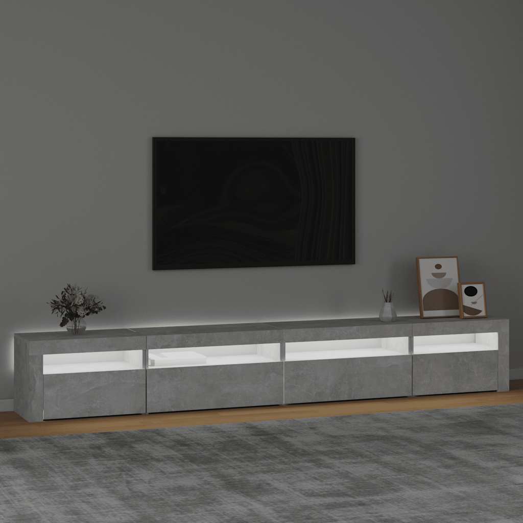 Meuble TV avec lumières LED Gris béton 270x35x40 cm - XIOS