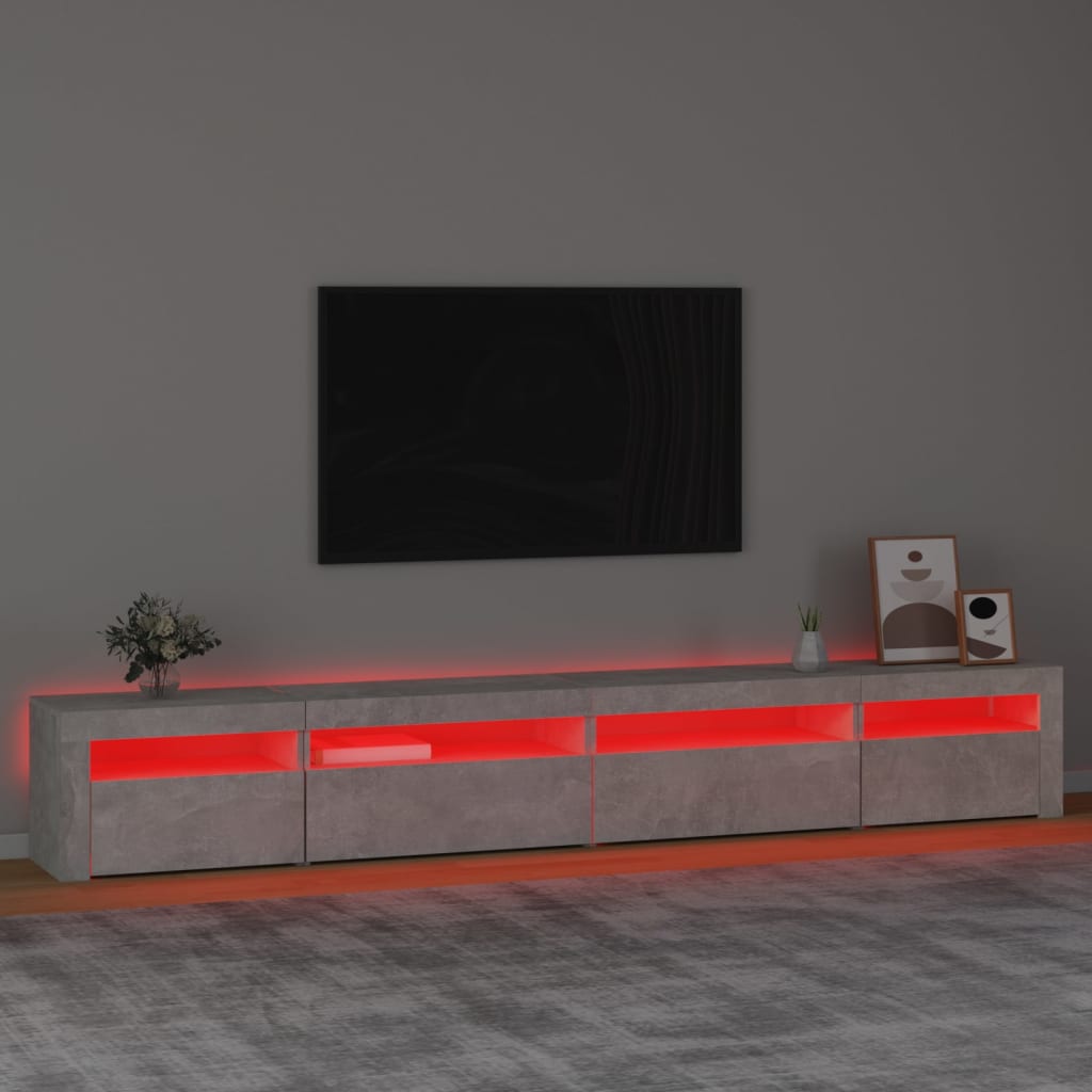 Meuble TV avec lumières LED Gris béton 270x35x40 cm - XIOS