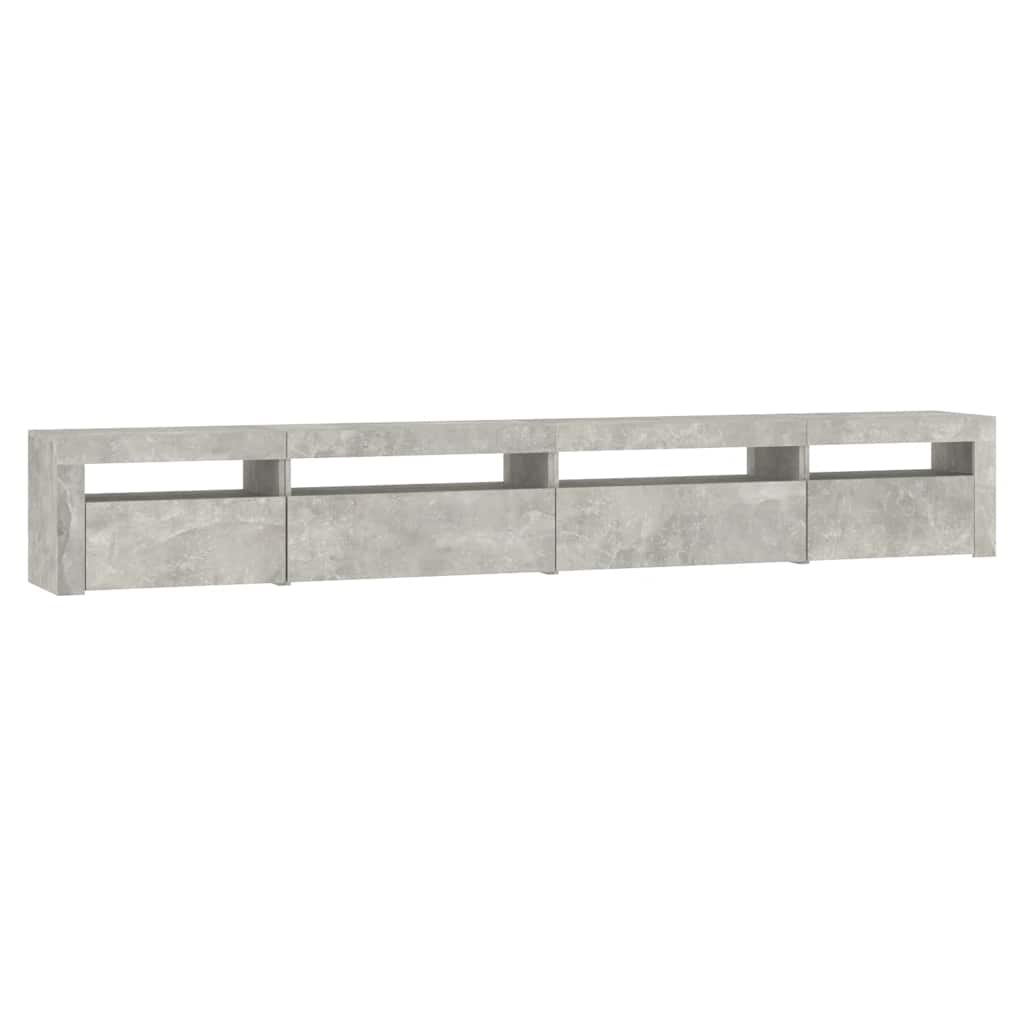 Meuble TV avec lumières LED Gris béton 270x35x40 cm - XIOS