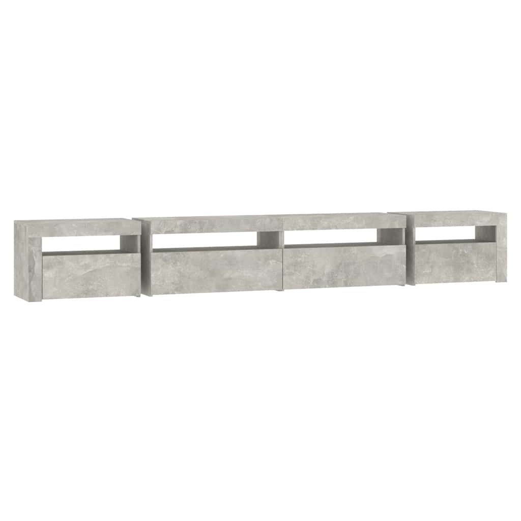 Meuble TV avec lumières LED Gris béton 270x35x40 cm - XIOS