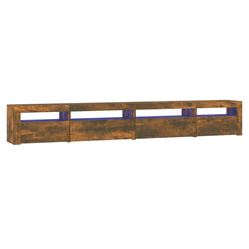 Meuble TV avec lumières LED Chêne fumé 270x35x40 cm - XIOS