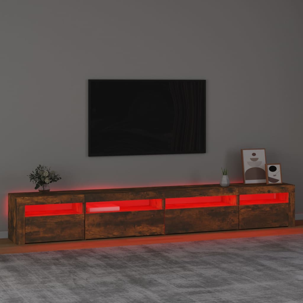 Meuble TV avec lumières LED Chêne fumé 270x35x40 cm - XIOS