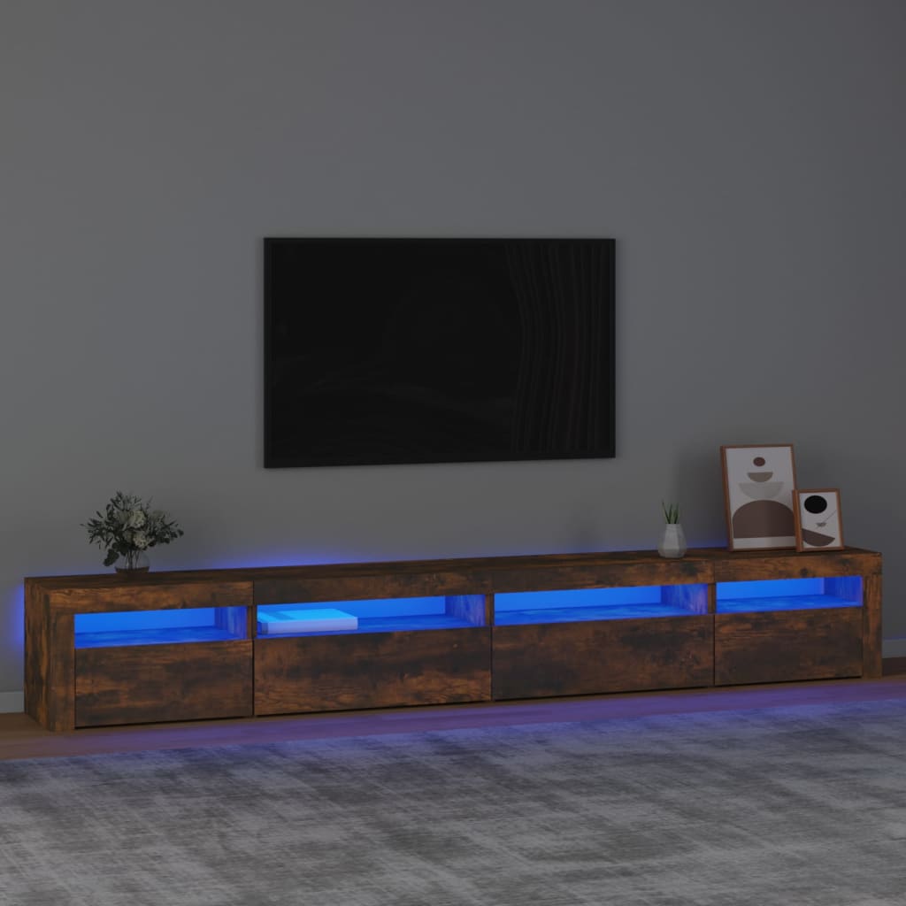 Meuble TV avec lumières LED Chêne fumé 270x35x40 cm - XIOS