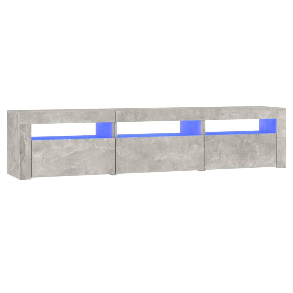 Meuble TV avec lumières LED Gris béton 180x35x40 cm - XIOS