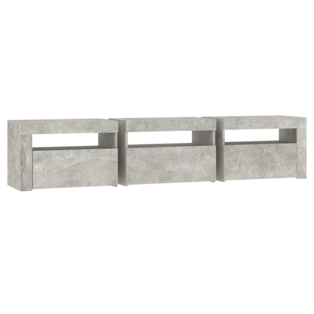 Meuble TV avec lumières LED Gris béton 180x35x40 cm - XIOS