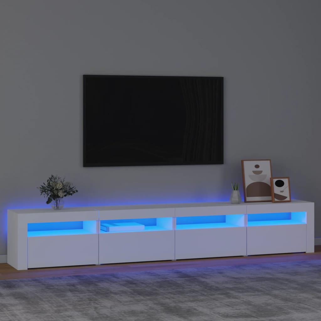 Meuble TV avec lumières LED Blanc 240x35x40 cm - XIOS
