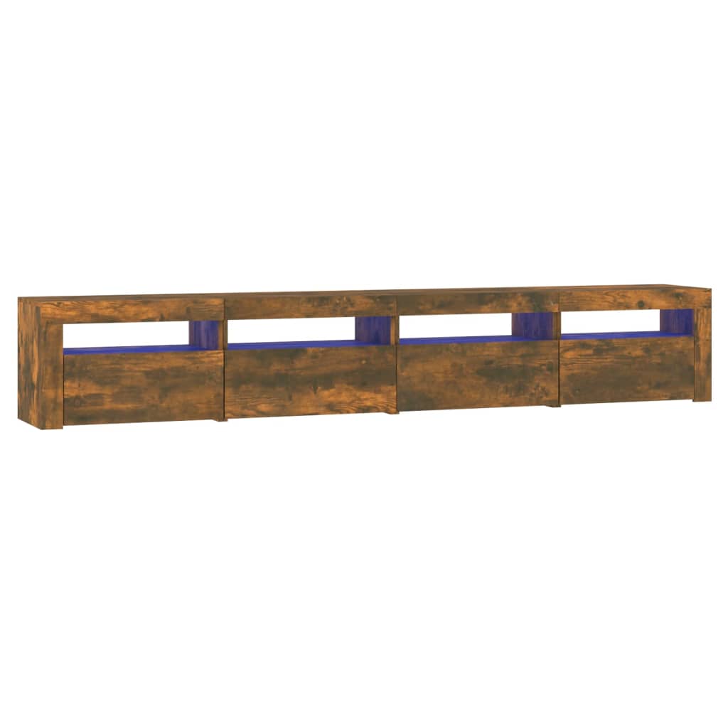 Meuble TV avec lumières LED Chêne fumé 240x35x40 cm - XIOS