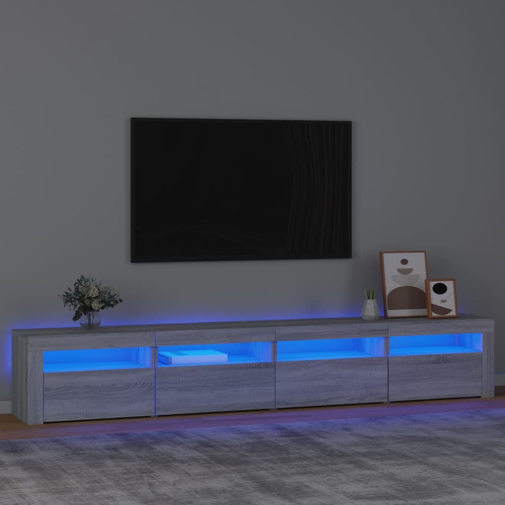 Meuble TV avec lumières LED Sonoma gris 240x35x40 cm - XIOS