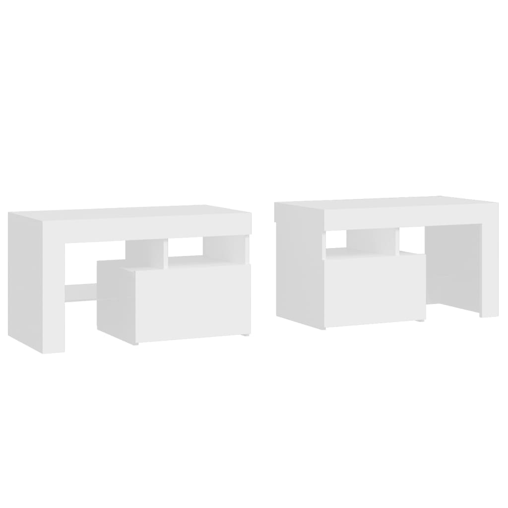 Tables de chevet 2 pcs et lumières LED Blanc 70x36,5x40 cm - XIOS