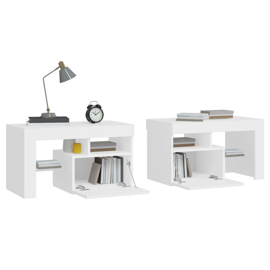 Tables de chevet 2 pcs et lumières LED Blanc 70x36,5x40 cm - XIOS