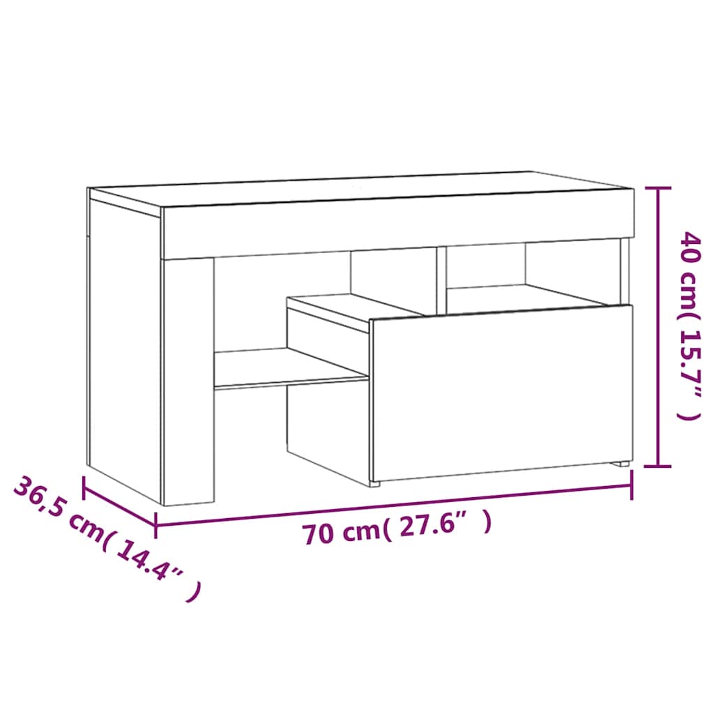 Tables de chevet 2 pcs et lumières LED Gris béton 70x36,5x40 cm - XIOS