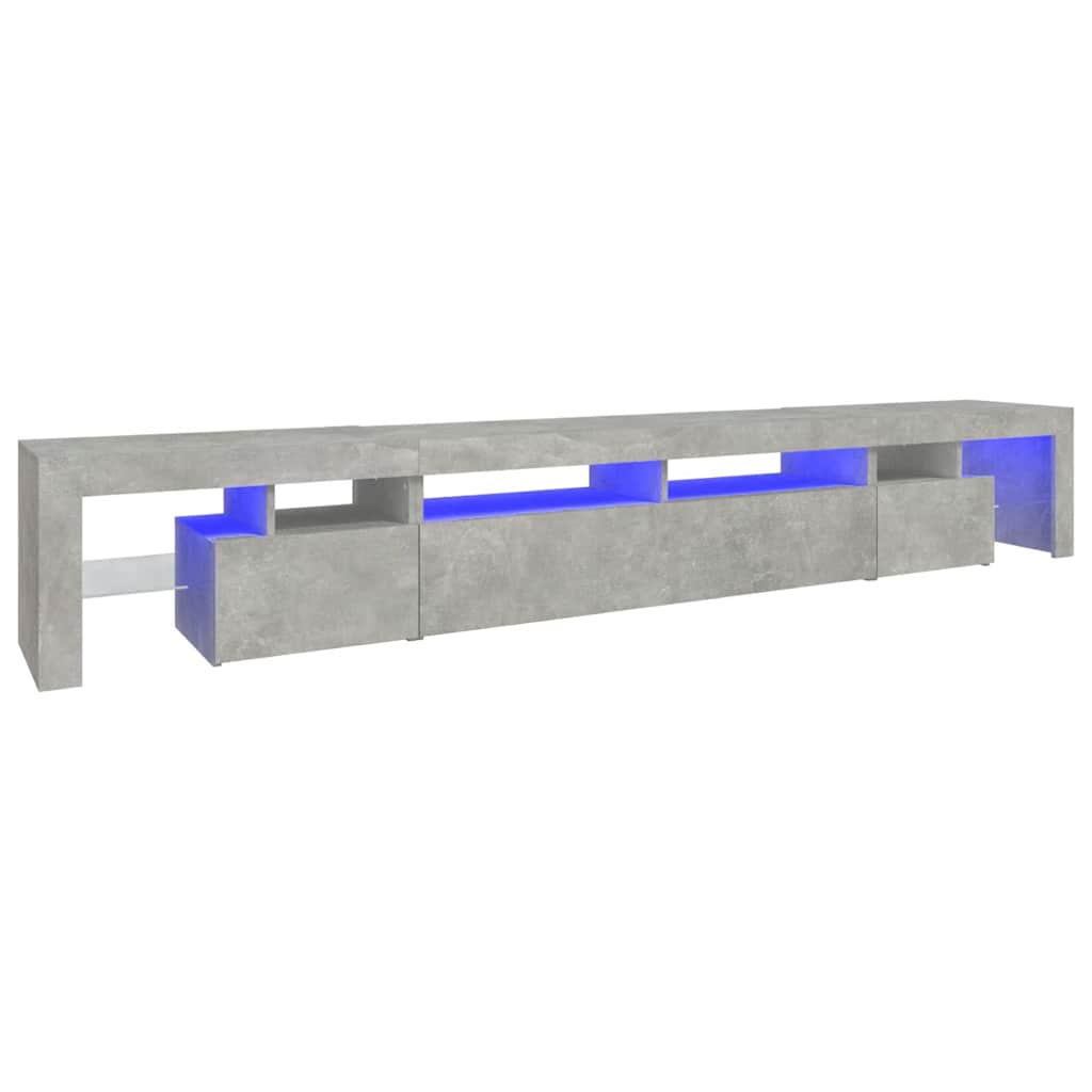 Meuble TV avec lumières LED Gris béton 260x36,5x40 cm - XIOS
