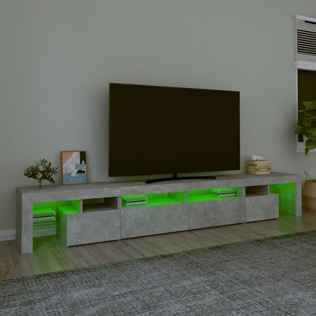 Meuble TV avec lumières LED Gris béton 260x36,5x40 cm - XIOS