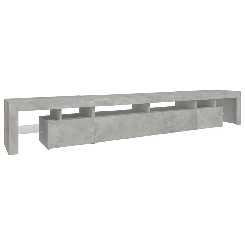 Meuble TV avec lumières LED Gris béton 260x36,5x40 cm - XIOS