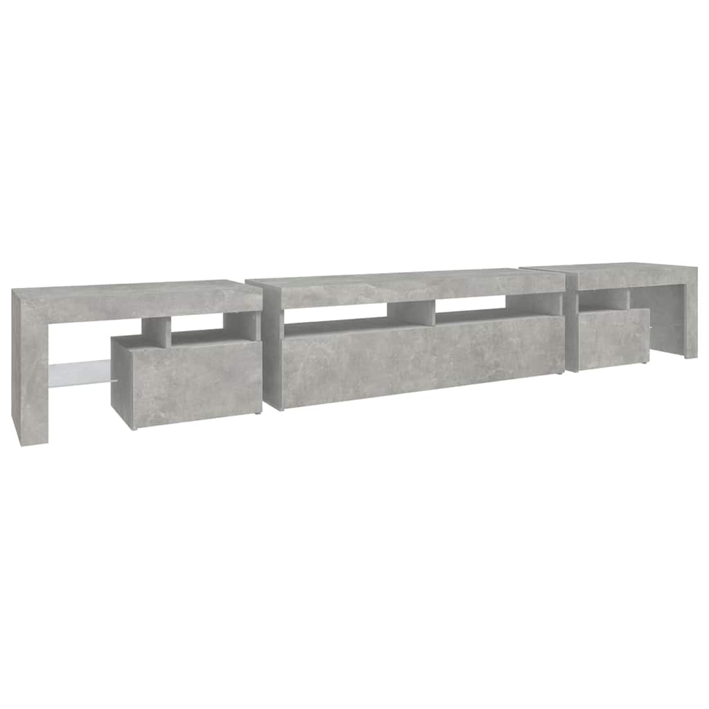 Meuble TV avec lumières LED Gris béton 260x36,5x40 cm - XIOS