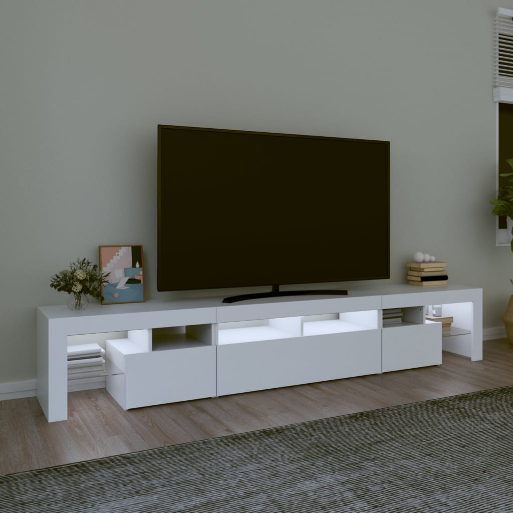 Meuble TV avec lumières LED Blanc 230x36,5x40 cm - XIOS