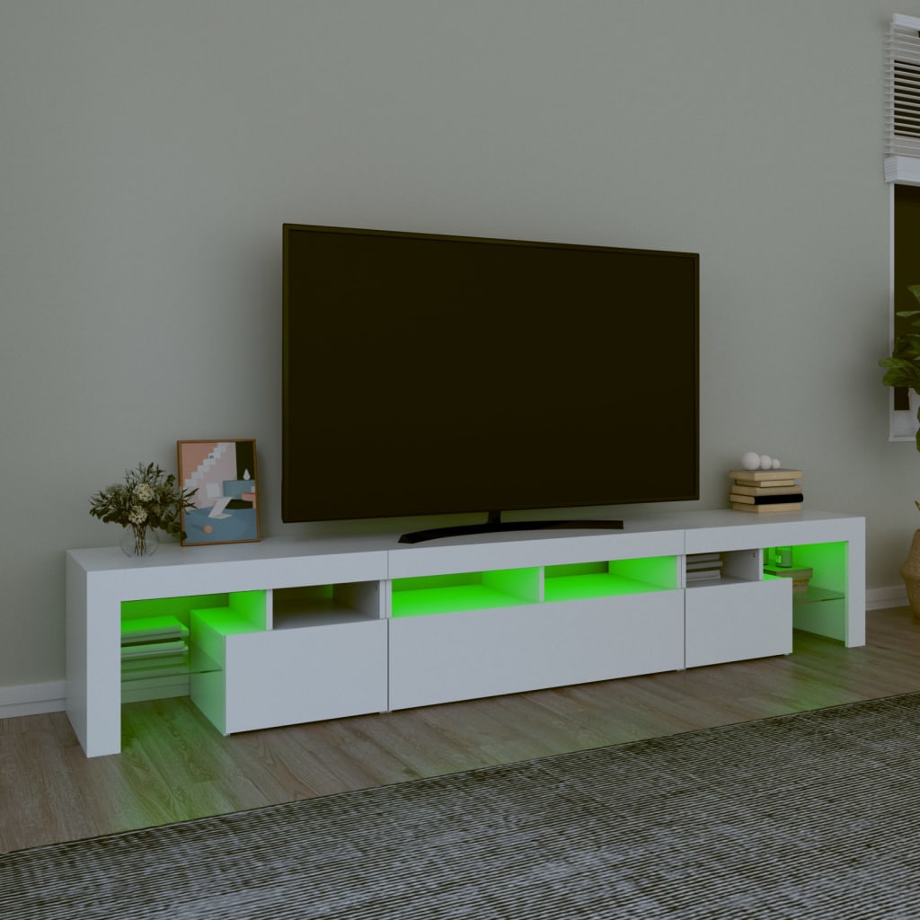 Meuble TV avec lumières LED Blanc 230x36,5x40 cm - XIOS