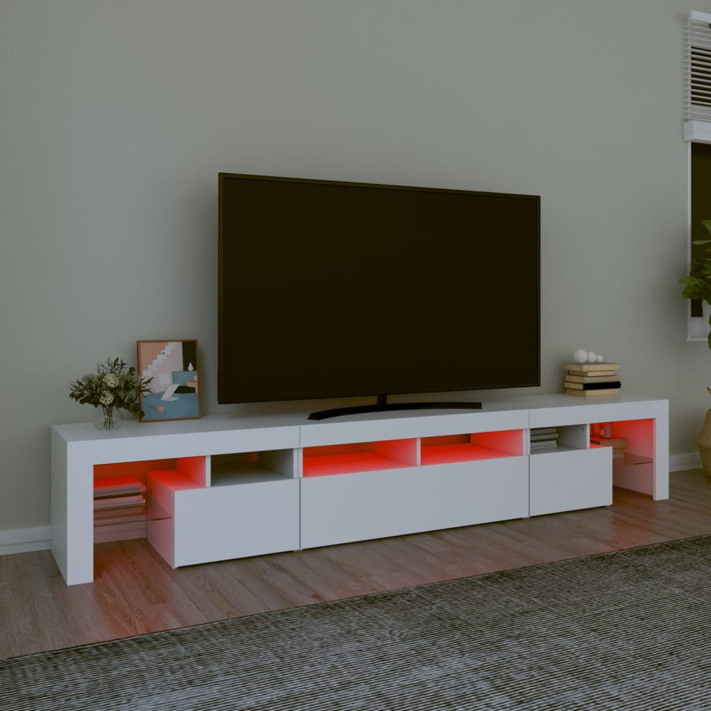 Meuble TV avec lumières LED Blanc 230x36,5x40 cm - XIOS