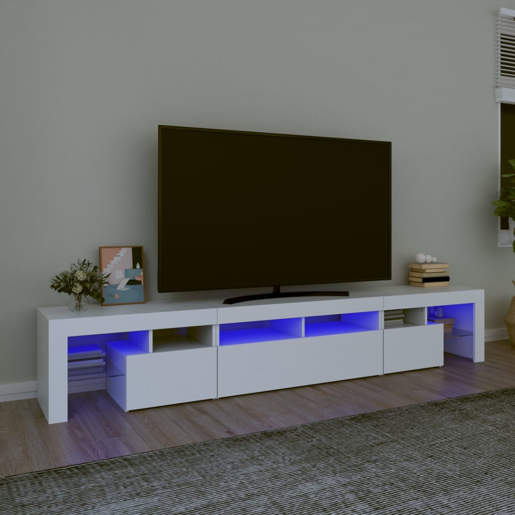 Meuble TV avec lumières LED Blanc 230x36,5x40 cm - XIOS