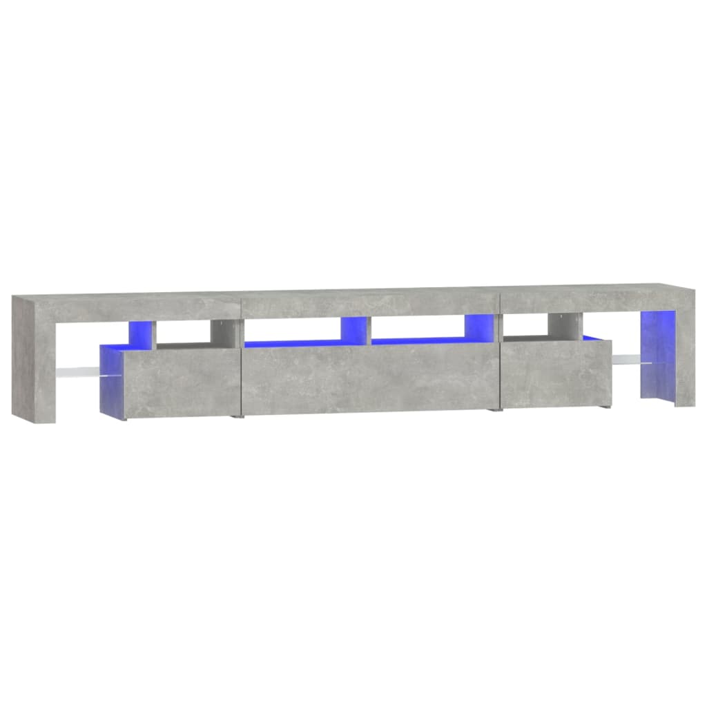 Meuble TV avec lumières LED Gris béton 230x36,5x40 cm