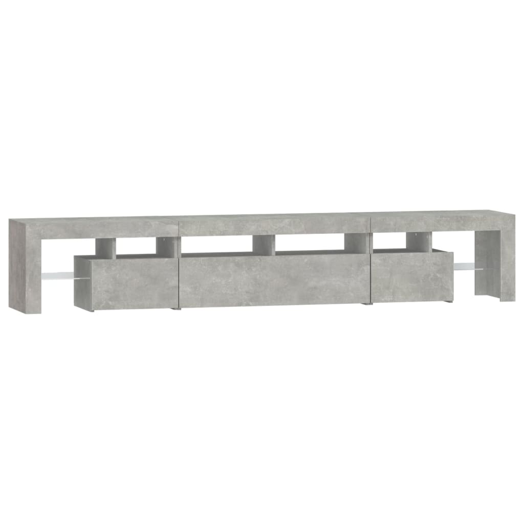 Meuble TV avec lumières LED Gris béton 230x36,5x40 cm - XIOS