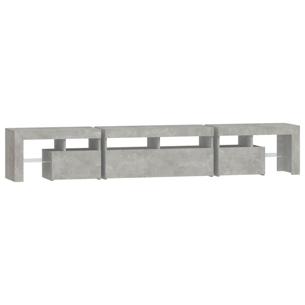 Meuble TV avec lumières LED Gris béton 230x36,5x40 cm - XIOS