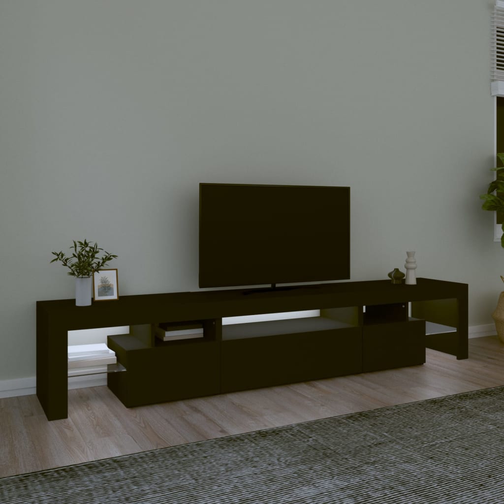 Meuble TV avec lumières LED Noir 215x36,5x40 cm - XIOS