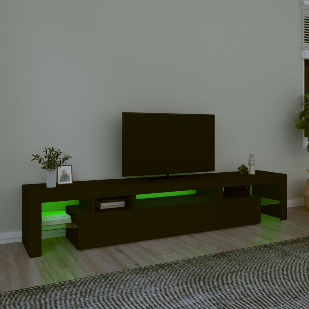 Meuble TV avec lumières LED Noir 215x36,5x40 cm - XIOS