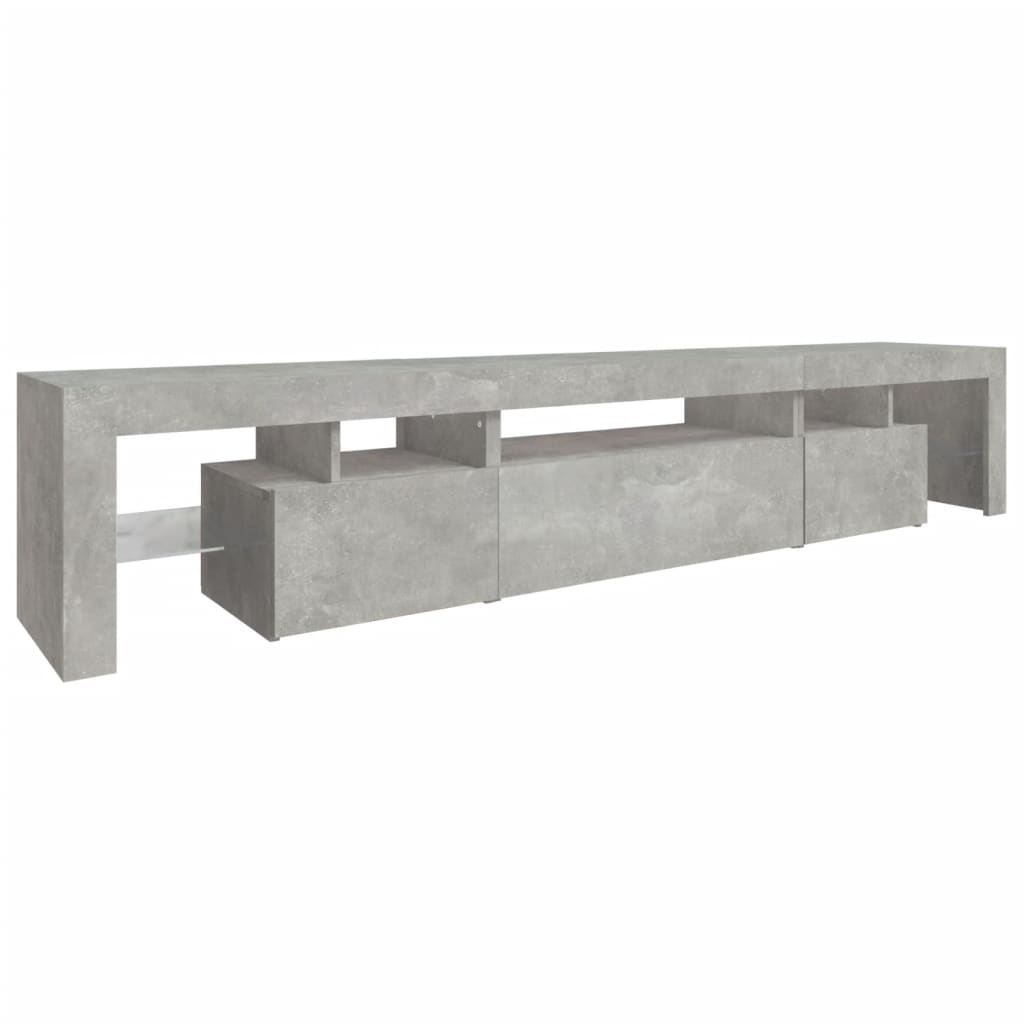 Meuble TV avec lumières LED Gris béton 215x36,5x40 cm - XIOS