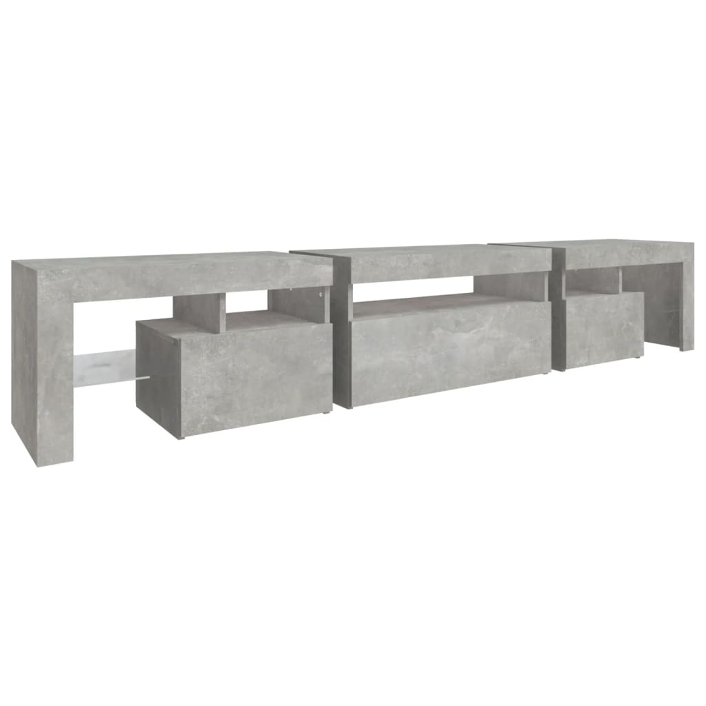 Meuble TV avec lumières LED Gris béton 215x36,5x40 cm - XIOS