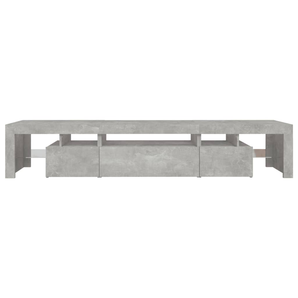 Meuble TV avec lumières LED Gris béton 215x36,5x40 cm - XIOS