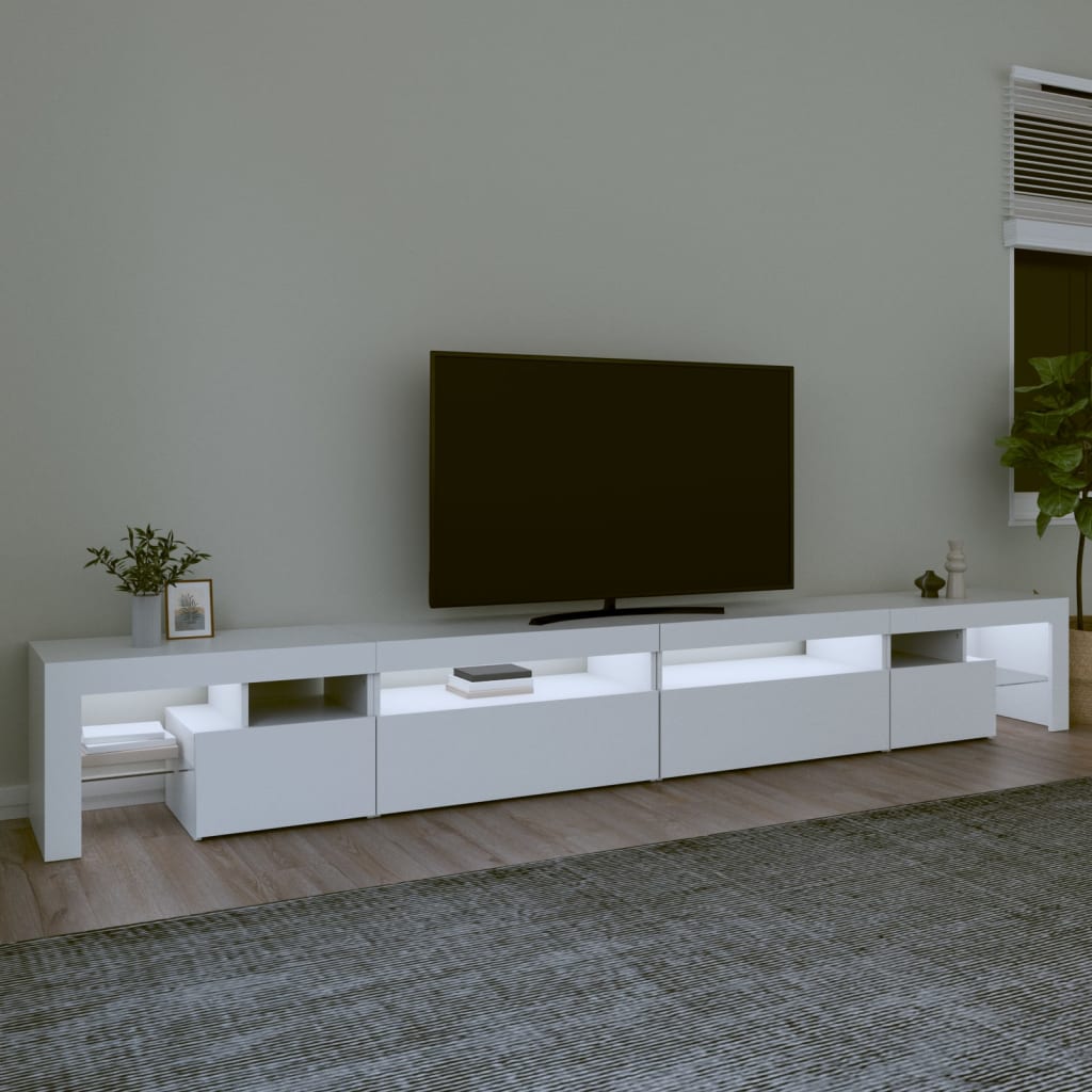 Meuble TV avec lumières LED Blanc 290x36,5x40 cm - XIOS