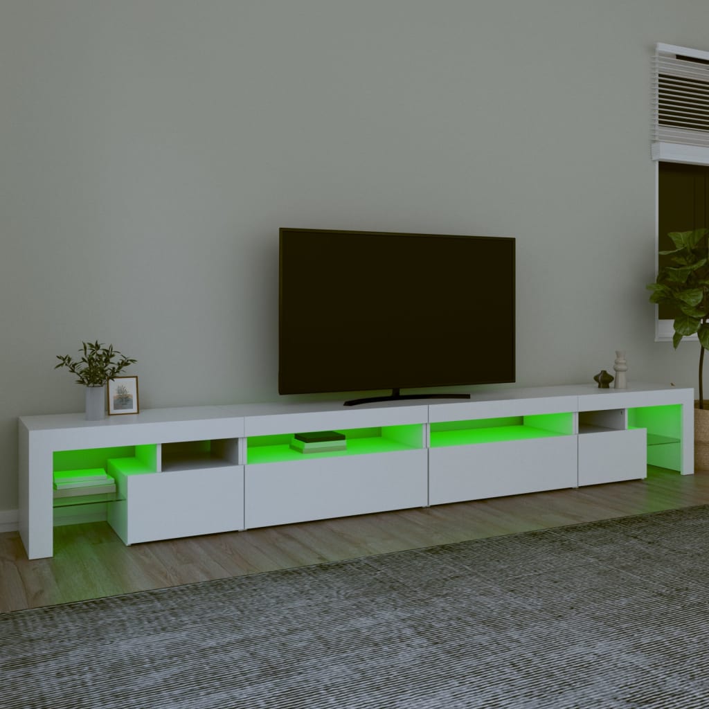 Meuble TV avec lumières LED Blanc 290x36,5x40 cm - XIOS