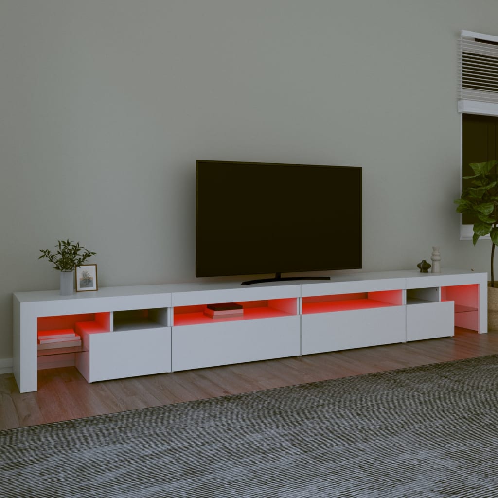 Meuble TV avec lumières LED Blanc 290x36,5x40 cm - XIOS