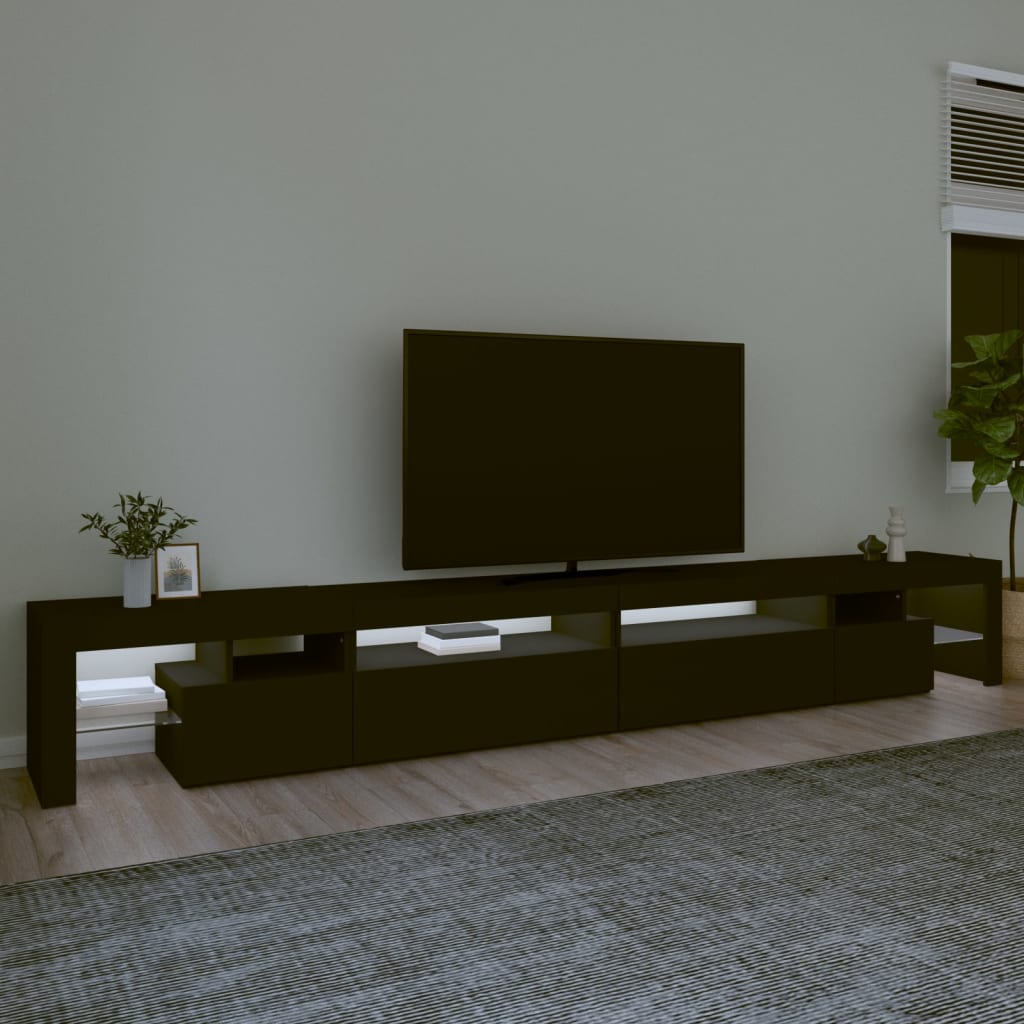 Meuble TV avec lumières LED Noir 290x36,5x40 cm - XIOS