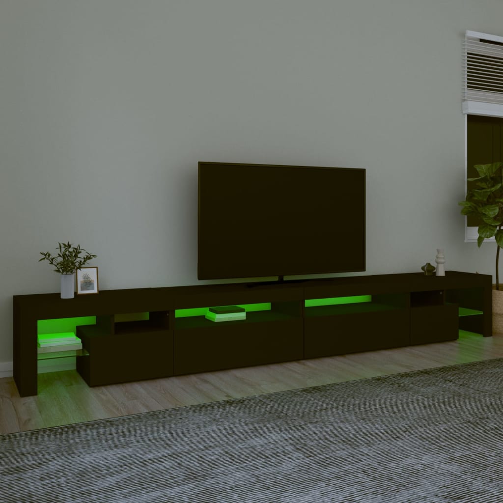 Meuble TV avec lumières LED Noir 290x36,5x40 cm - XIOS