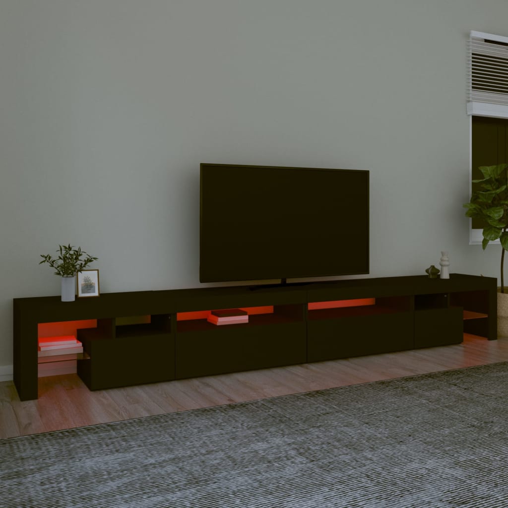Meuble TV avec lumières LED Noir 290x36,5x40 cm - XIOS
