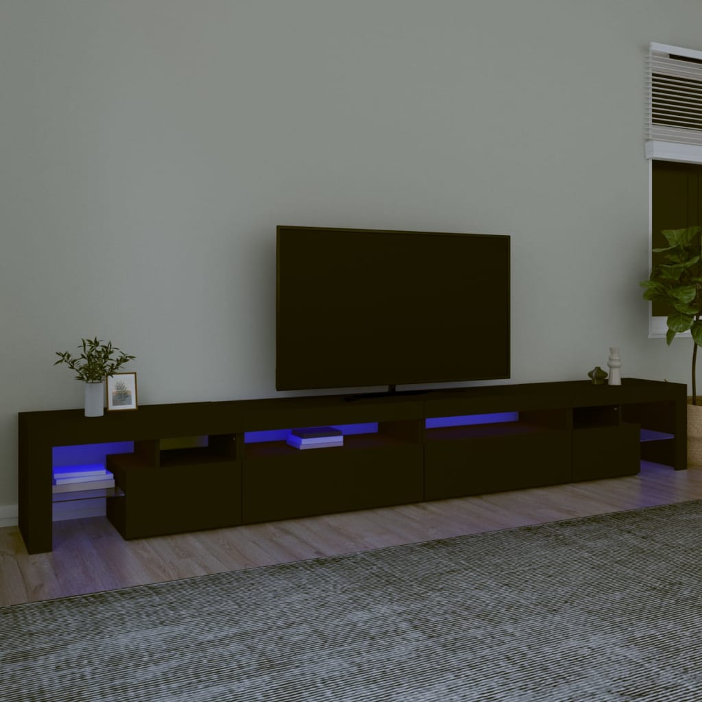 Meuble TV avec lumières LED Noir 290x36,5x40 cm - XIOS