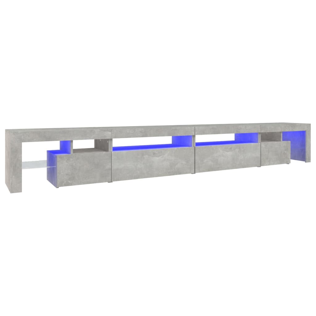 Meuble TV avec lumières LED Gris béton 290x36,5x40 cm - XIOS